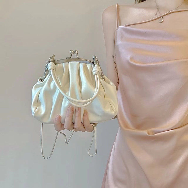 Luxury Brand Designer Bag Girl Cute Pleated Clip Bag Niche High-End Chain Bag 2024 New Summer Handbag Crossbody Dumpling Bag