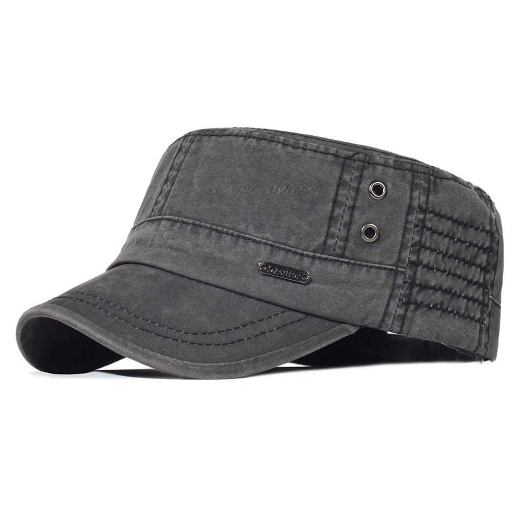 Four Seasons Washed Cotton Flat s Men Wen Military Unique Design Vintage Flat Top HatW251023