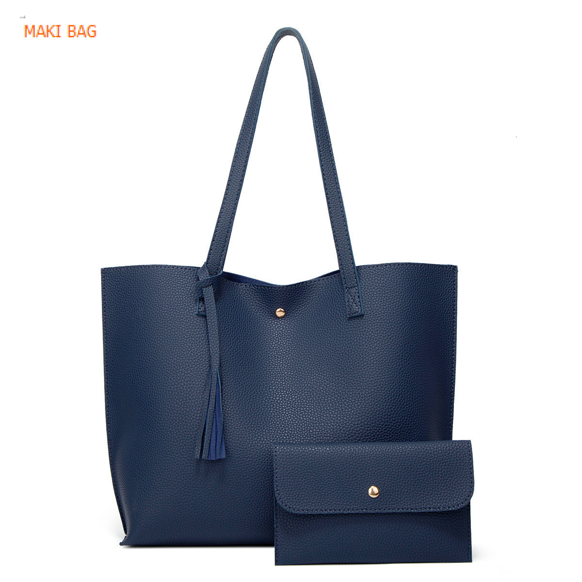 European and American solid color tassel mother and daughter bag shopping bag PU lychee texture magnetic buckle shoulder bag designer bag handbag cros