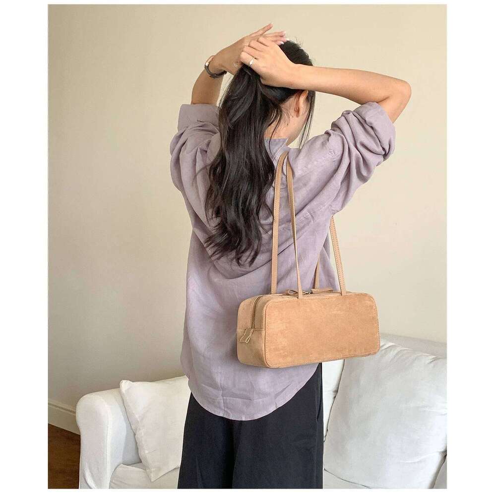 2025 New Fashion Simple Horizontal Square Design One Shoulder Underarm Bag Commuter Style Leather Women's Purse Suede