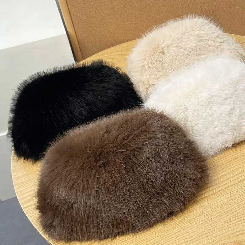 New Fluffy Fur Wens Winter Hat Winter Snow Ski Fa Faux Fur Thick Warm Windproof Hat Russian Hat Mink Fishermans HatW251023