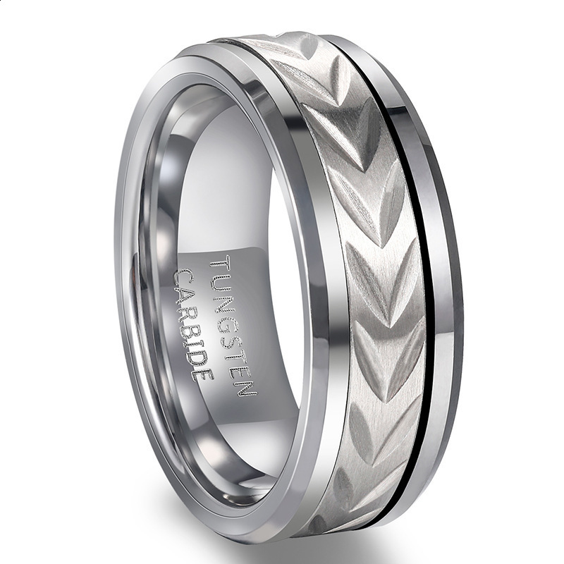 New Product 360Rotating Ring 8mm Width Mens silver Tungsten Steel