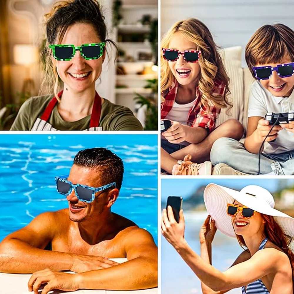 112Pcs Pixel sunglasses Retro Pixel glasses Adult boys and girls Photo props birthday party suppliesW251023