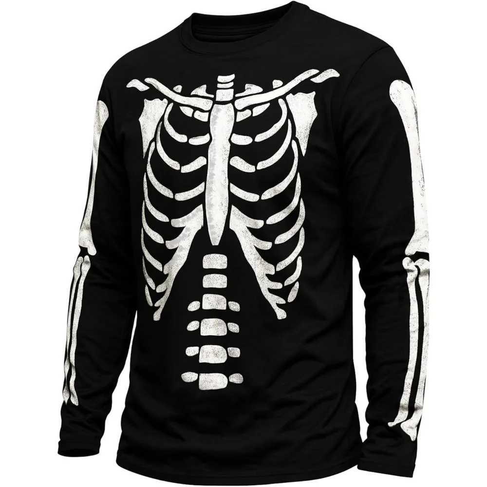 Halloween Costumes Shirts for Men Casual Funny Skeleton Rib Cage Graphic T Shirt Loose Fashionable and Festive AtmosphereXJ251023