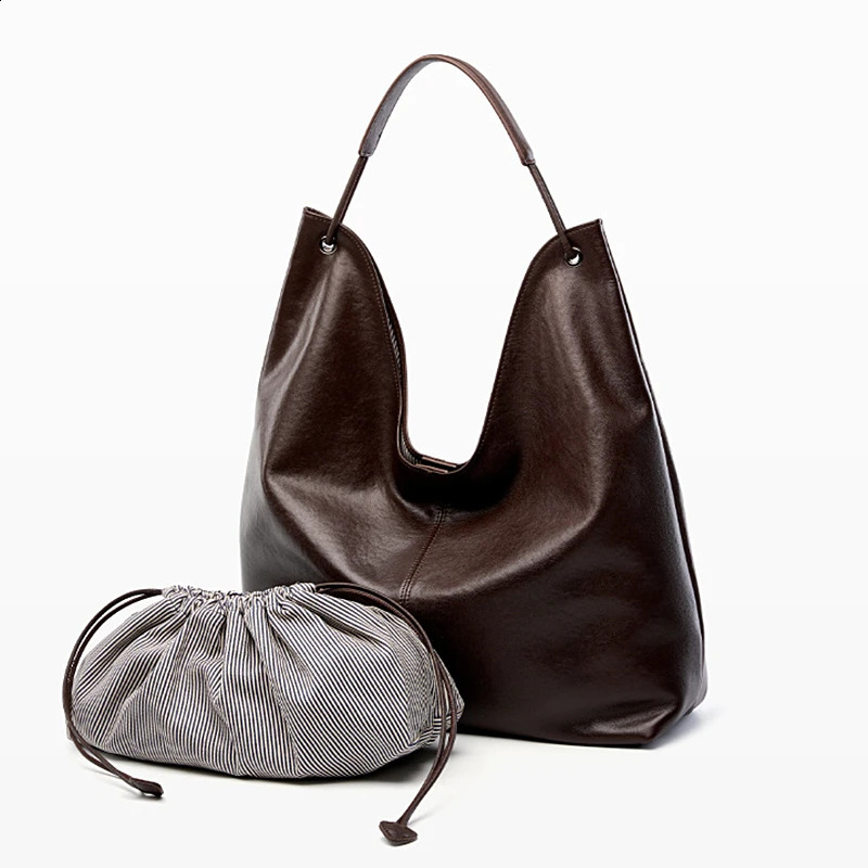 Burminsa Cowhide Genuine Leather Large Hobo Shoulder Bags For Women y ner Shopping Tote Big Work Ladies Handbags 251014
