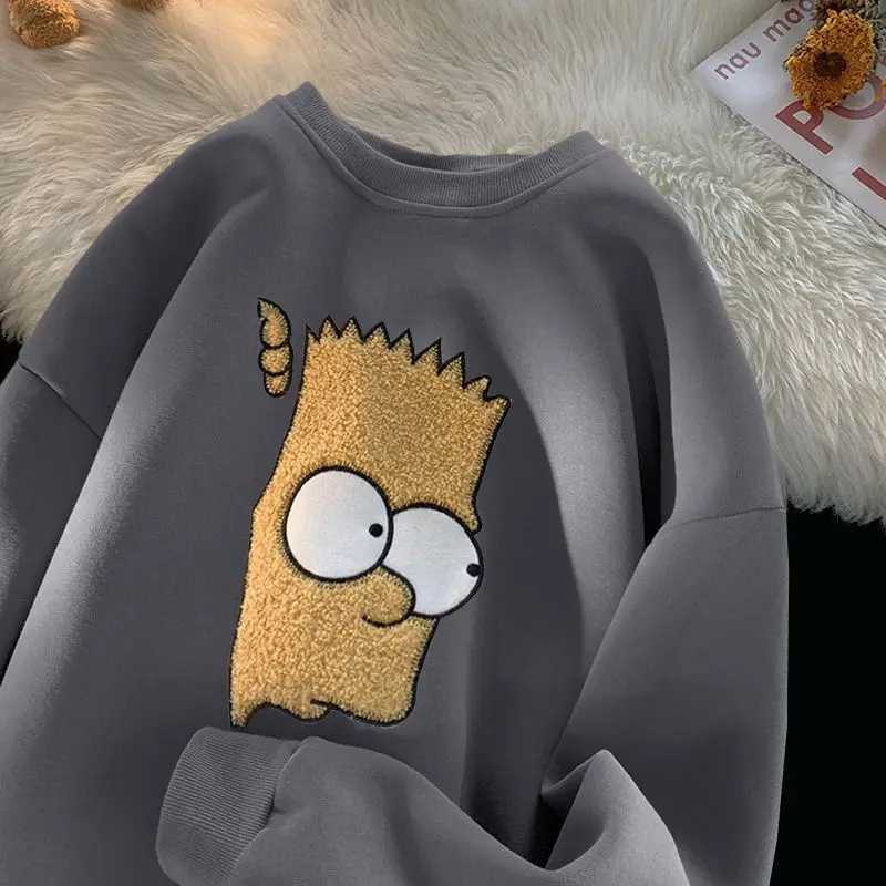 Pure Cotton American Style High Street Pullover Men Chic Autumn Winter New Cartoon Printing Loose Allmatch Crew Neck HoodiesT251023