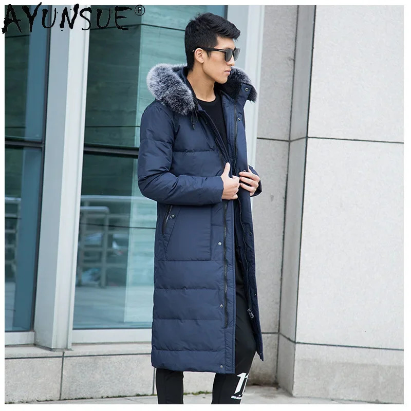 AYUNSUE Winter Jacket Men Hooded Down Jackets Mens Clothing Big Fox Fur Collar Coat large size 14XL clothes Los Hombres Parkas 251020