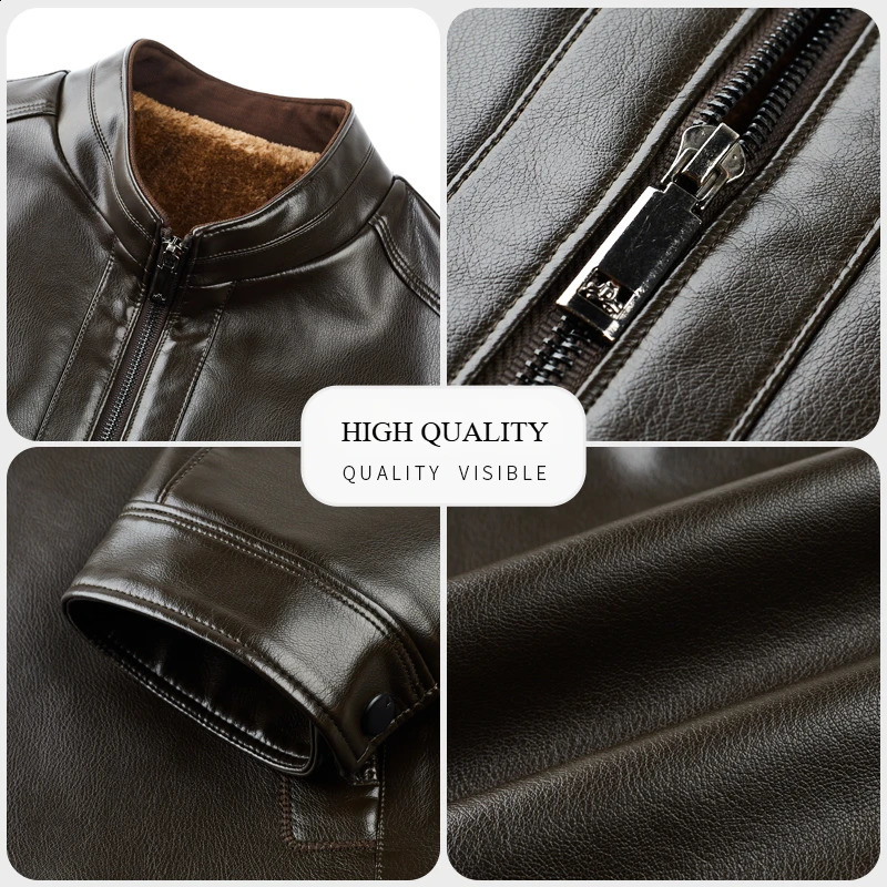 Leather Jacket Mens Autumn Winter Add Villus Korean High Street Fashion PU Clothing Business Match Casual Male Coat Streetwear 251023