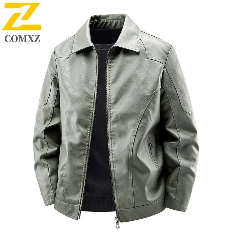 COMXZ Plus Size Mens Leather Jacket Classics Turndown Collar Adventure Windproof Leather Coat Fashion Leisure Work Autumn Wear W251023
