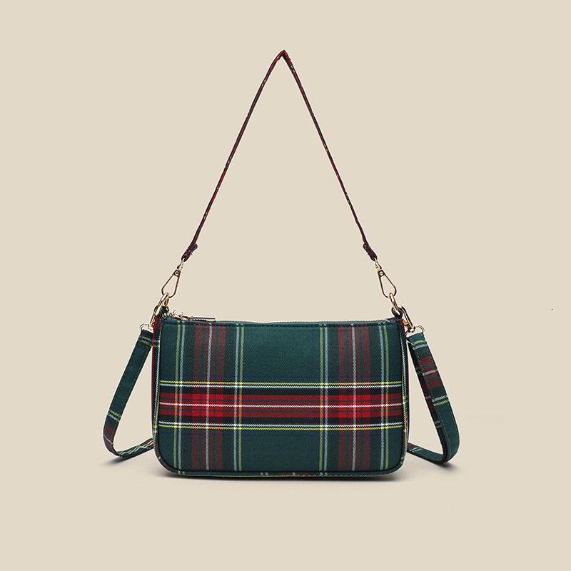 Luxury Brand Designer Bag Handmade Red Plaid Baguette Bag For Women Same Style 2025 New Versatile Shoulder Underarm Handbag