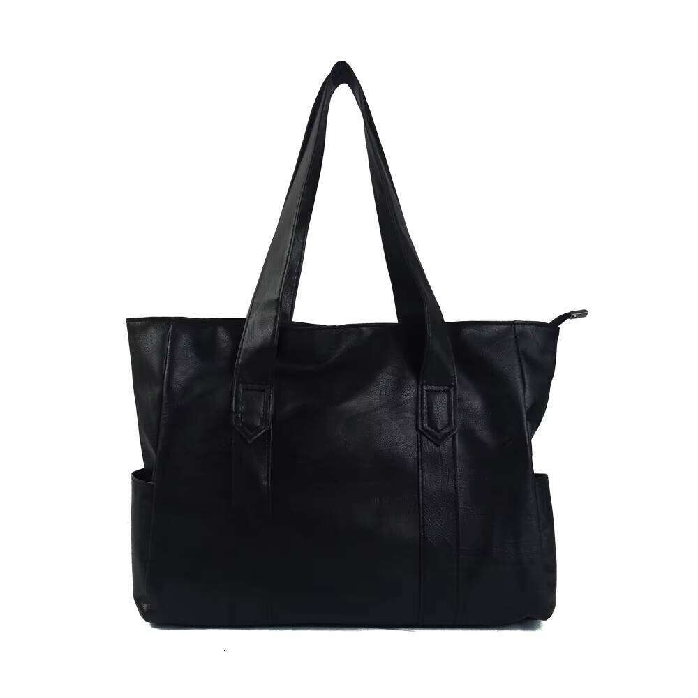 2025 Luxury Designer Korean Style Soft Leather Shoulder Bag | Large Capacity Zipper Tote | Four Seasons Polyester Handbag for Women