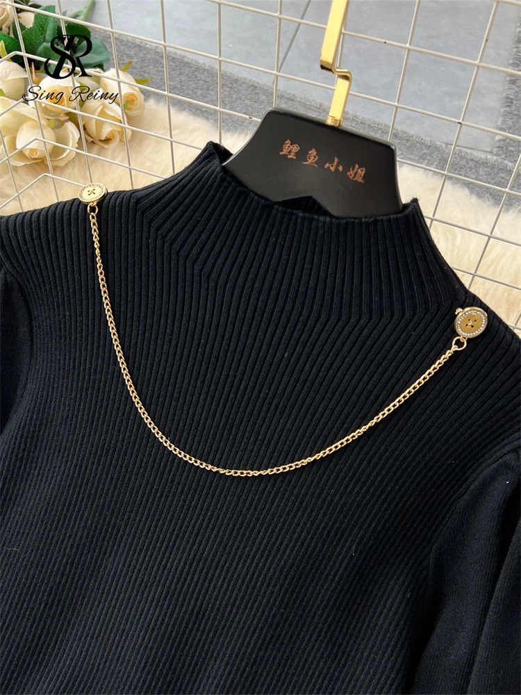 SINGREINY Ladies Retro Sweater Suits Fashion Lantern Sleeve Loose Pullovers A Line Long Skirts Print Knitted Two Pieces Sets 251020