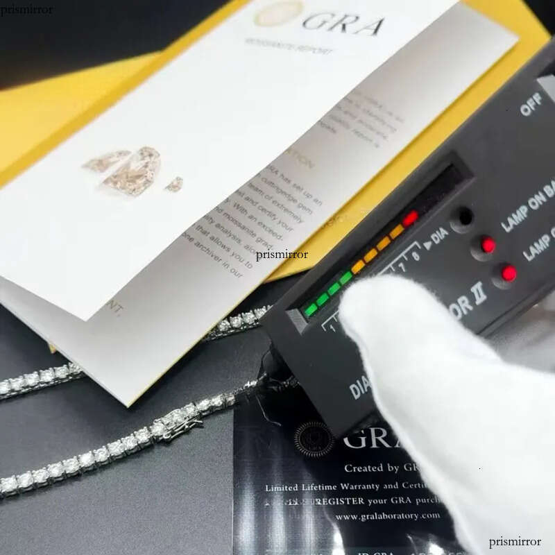 Pass Tester Bling VVS Dia Sterling Sier Iced Out Moissanite Tennis Chain Unisex Bracelet Necklace