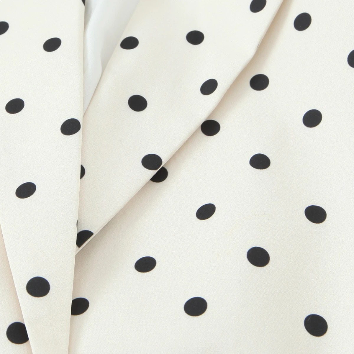 Womans Polka Dot Print Suit Singlebreasted Lapel Slim Jacket Slimfit Irregular Ribbon High Waist Slit Zip Mini Skirt Set 251022