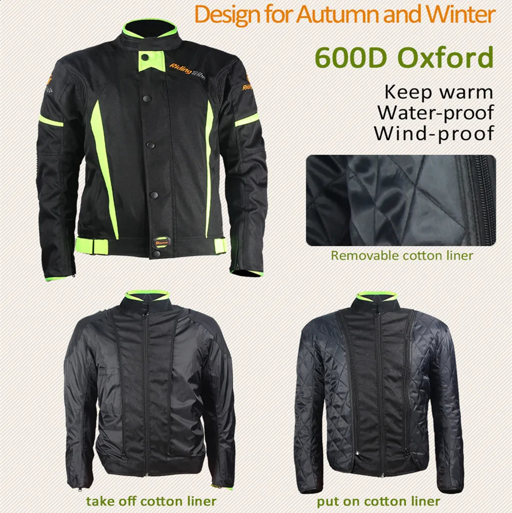 Winter Motorcycle Jacket Motorbike Waterproof Riding Armor Coat With 5pcs Protective Pads and Detachable Thick Warm lining JK37 251023