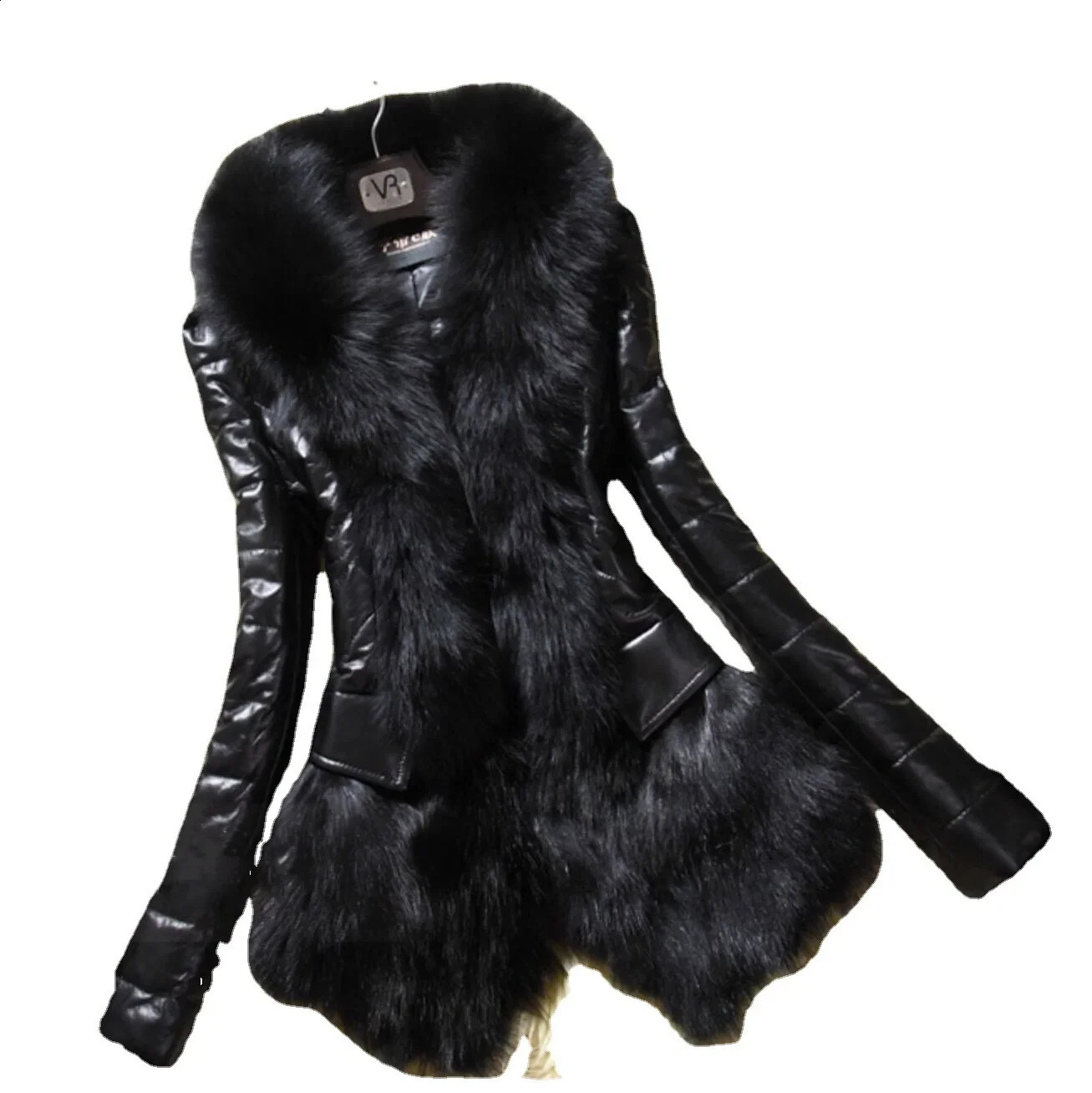 Winter Slim Fur Collar Pu Leather Long Sleeve Medium And Fashion Street Splicing Thin Coat 251018