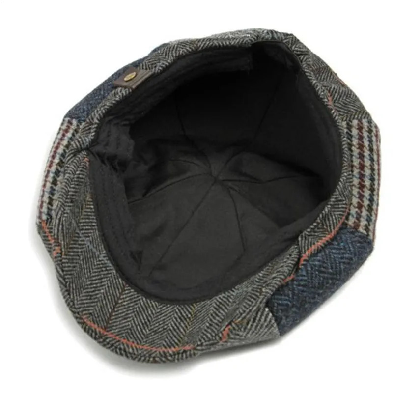 Four Seasons Cotton Plaid Print sboy Caps Flat ed Cap Men and Women Painter Beret Hats 138 251021