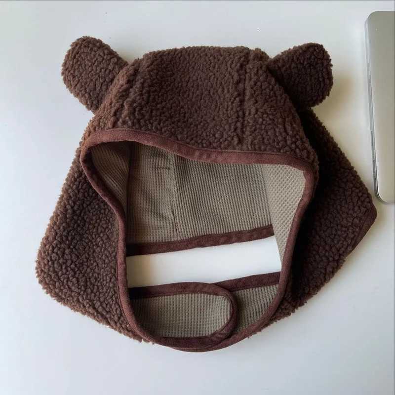 Y2K Bear Ear Bber Hats Men Wen Safety Bear Hat Rockwool Buck Ear Protector Hip Hop Beanies Outdoor Ski HatW251023