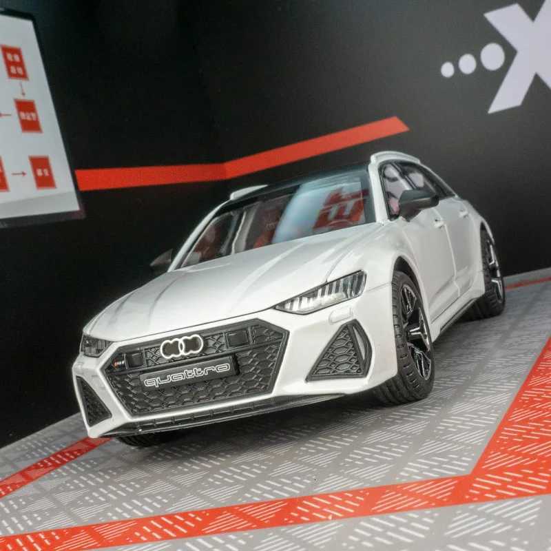 124 Audi RS6 alloy car model door and hood trunk can open has simulated sound and lighting functions fine workmanshipT251023