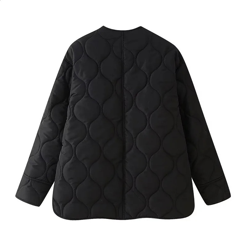 MUJER Black Quilted Jacket Women Padded Demiseason Jackets for Long Sleeve Winter Coat Female Outerwears Womens 251017