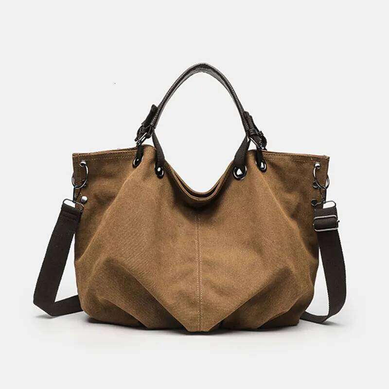 Fashion Women's Tote Large Capacity Canvas Women Shoulder Bag Versatile Casual Crossbody Bags Ruched Female Handbag