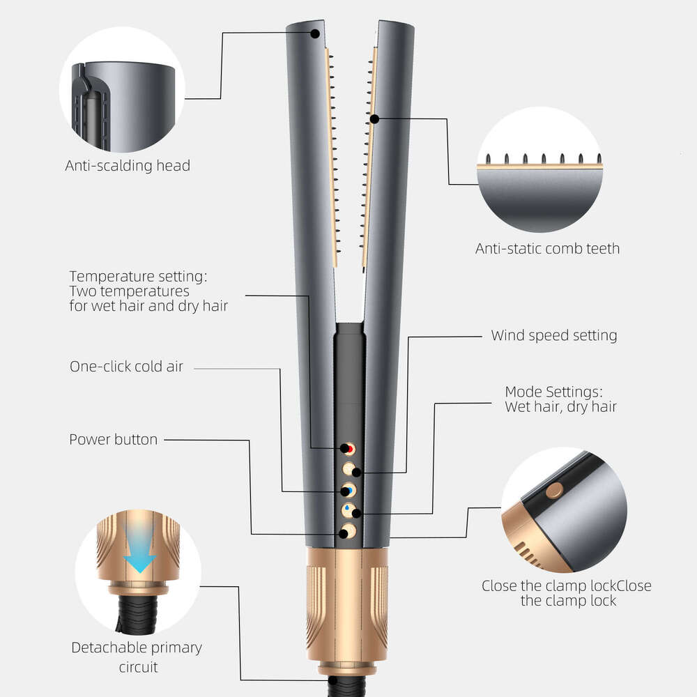 Brand Designer New Product Multifunctional High Speed Power Noise Reduction Constant Temperature Travel Home Straight Hair Curling Iron Integrated Dev