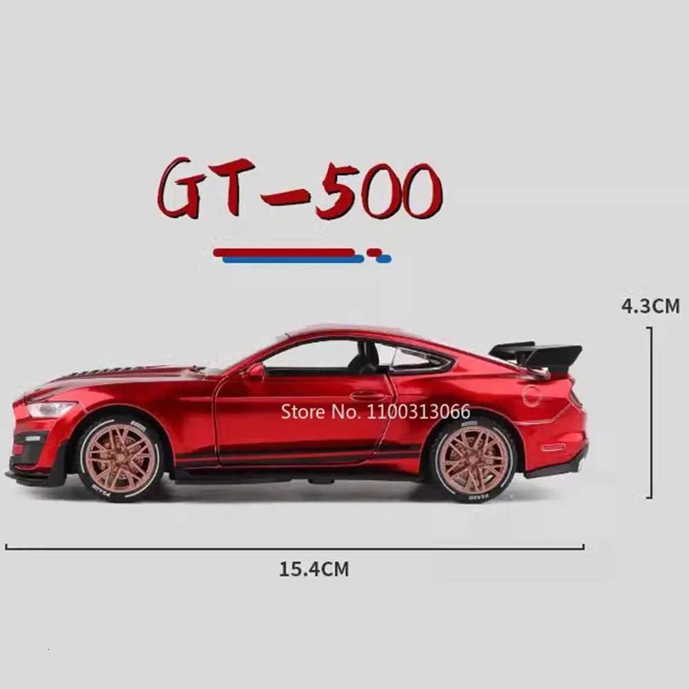 132 Mustang Shelby GT500 Miniature Cars Toys Alloy Models 4 Doors Opened Rubber Tires Vehicles Light Sound Car Model OrnamentsT251023