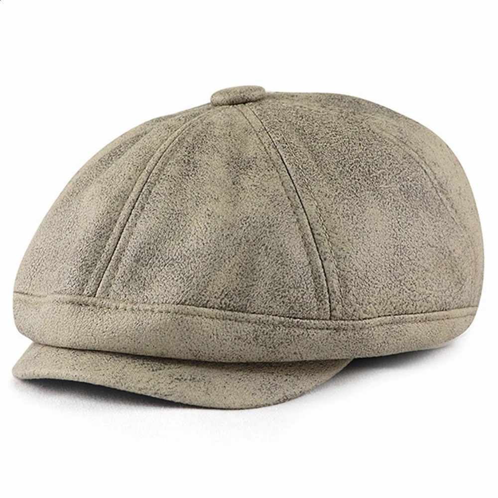 Women Fashion PU Leather Flat Cap Vintage Cabbie Hat Dad Gatsby Ivy Hats Irish Hunting Men sboy Caps 251021