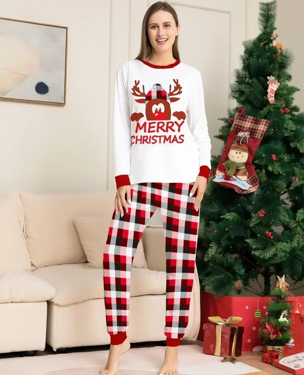 Women Men Boys Girls Christmas Pajama Set Cartoon Print Xmas Family Look Soft Cute Sleepwear 2 Pieces Suit Home Clothes 251020