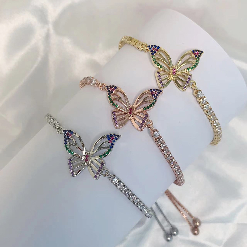 Designer bracelet Fashion Niche Personality Creative Butterfly Bracelet for Women with Zirconia, Adjustable Size Pull Bracelet Trendy Jewelry
