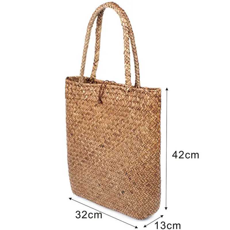 Fashion Women Summer Straw Large Tote Bag Beach Casual Shoulder Bag Handbag Handmade Basket Storage Shopping bagL251023