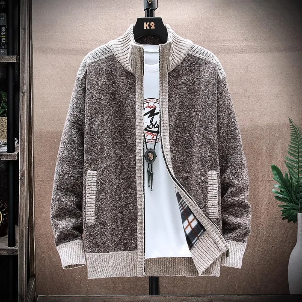 Fall and Winter Warm Sweater Coat Standup Cardigan knitted sweater Casual Knittwear Sweatercoats Male 251023