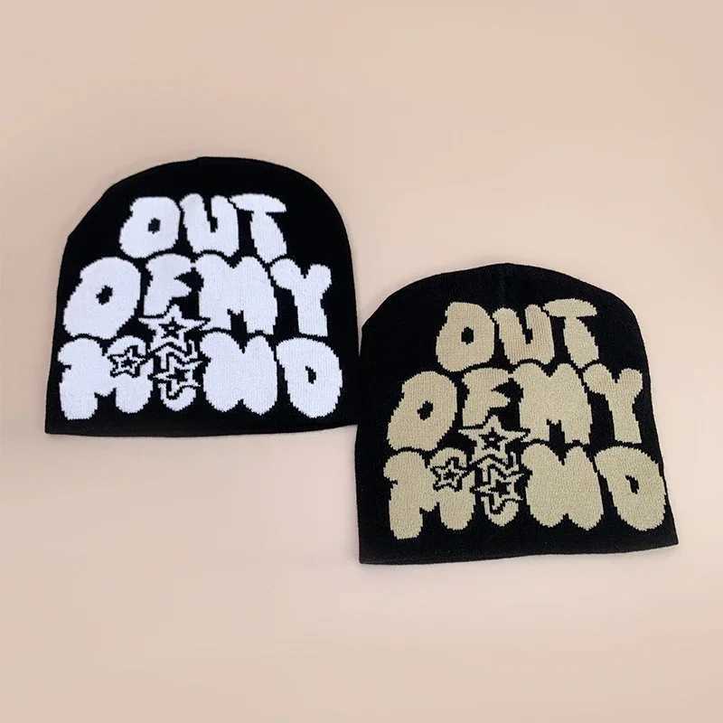 American Street Letter Jacquard Knitted Hats Autumn and Winter New Personal Warm Color Block Versatile Hip Hop Fashion BeaniesXJ251023