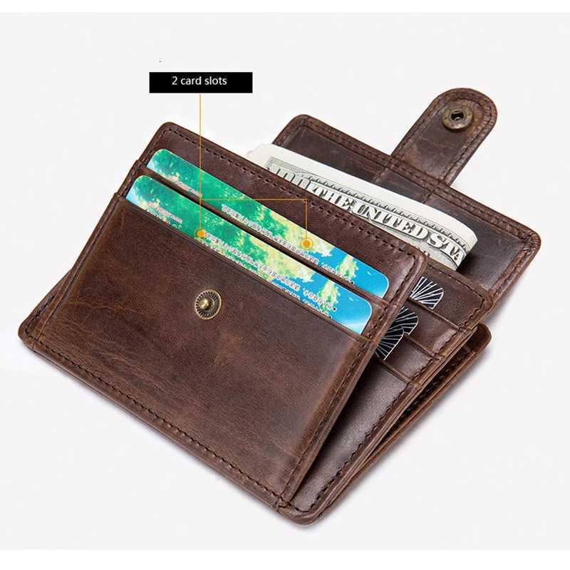 100 Genuine Leather Wallet For Men Male Vintage Short Small Slim Mens Purse ID Holder With Coin Pocket Money BagL251023