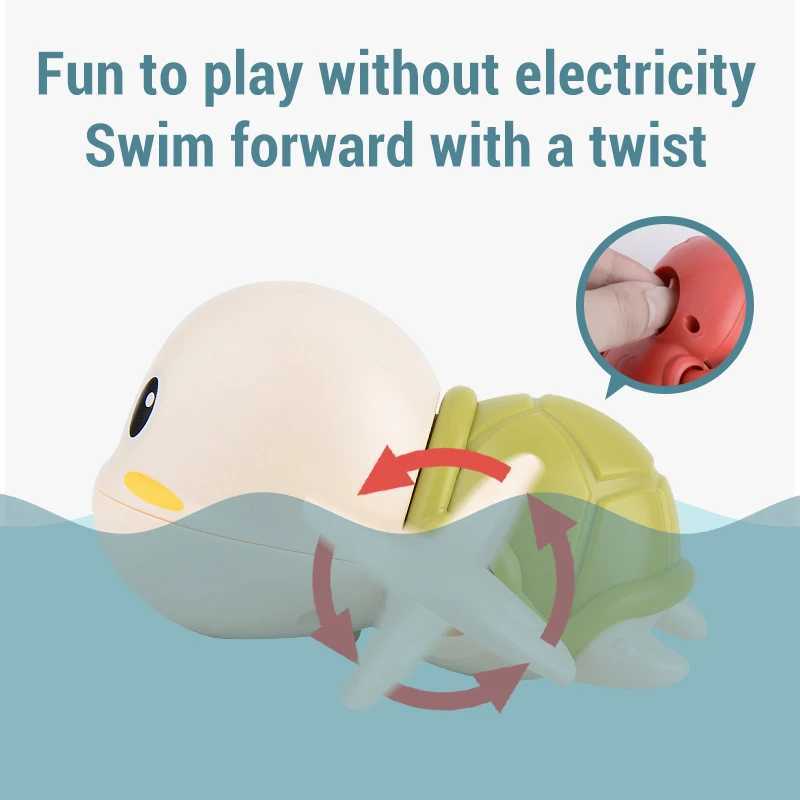 New Baby Bath Toys Chain Clockwork Water Toy Cute Swimming Turtle Toys Children Bathroom Shower Bathtub Toy Infant Toddler Gifts J251023