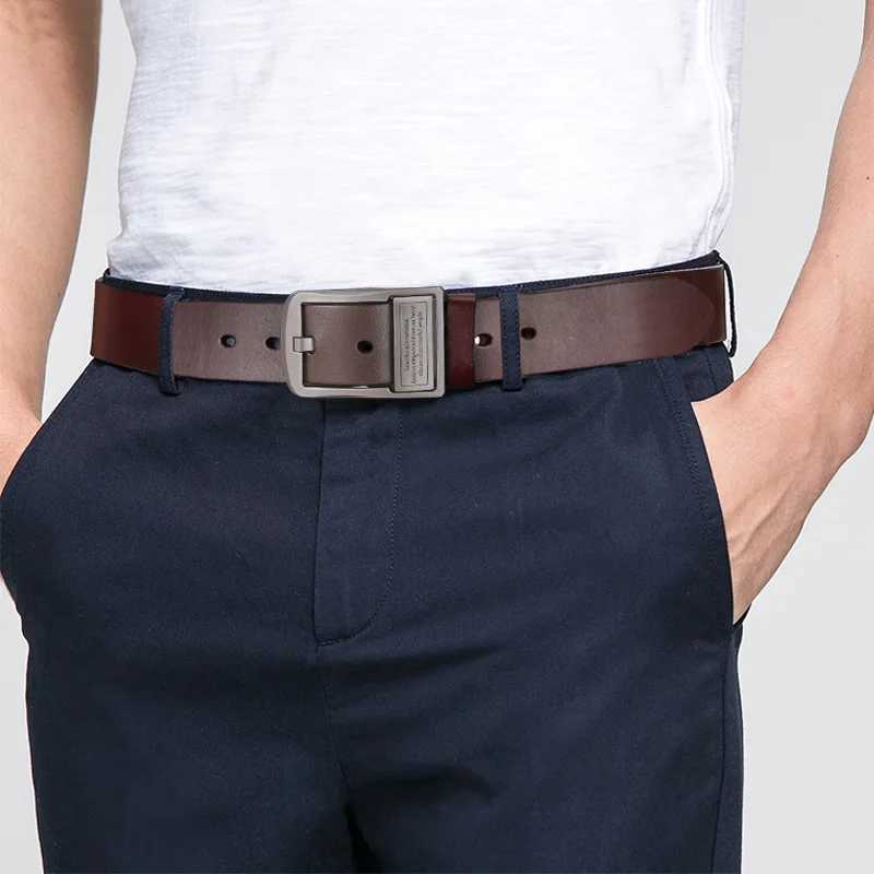 New Leather Cowhide Mens Belt Fashion Metal Alloy Pin Buckle Adult Luxury Brand Jeans Business Casual Waist Male Strap BrandXJ251023