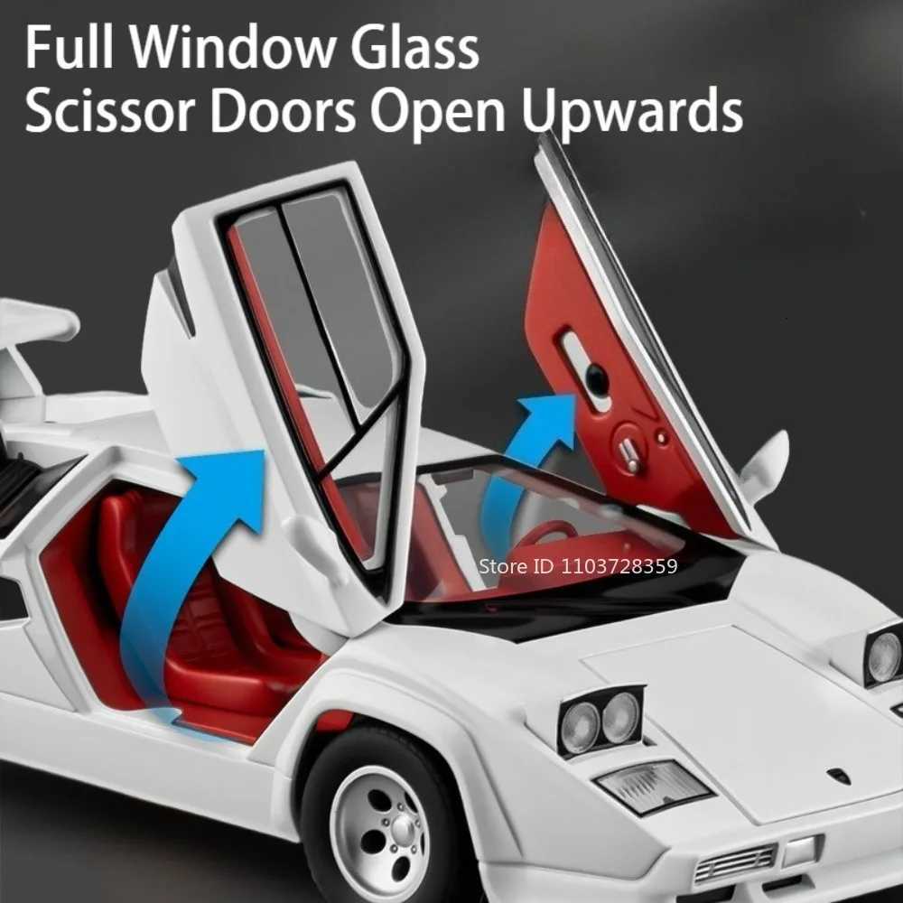 124 Countach LP500S VENENO Miniature Sports Car Model Toys Alloy Diecast Sound Light Pull Back Doors Opened Collection SupercarT251023
