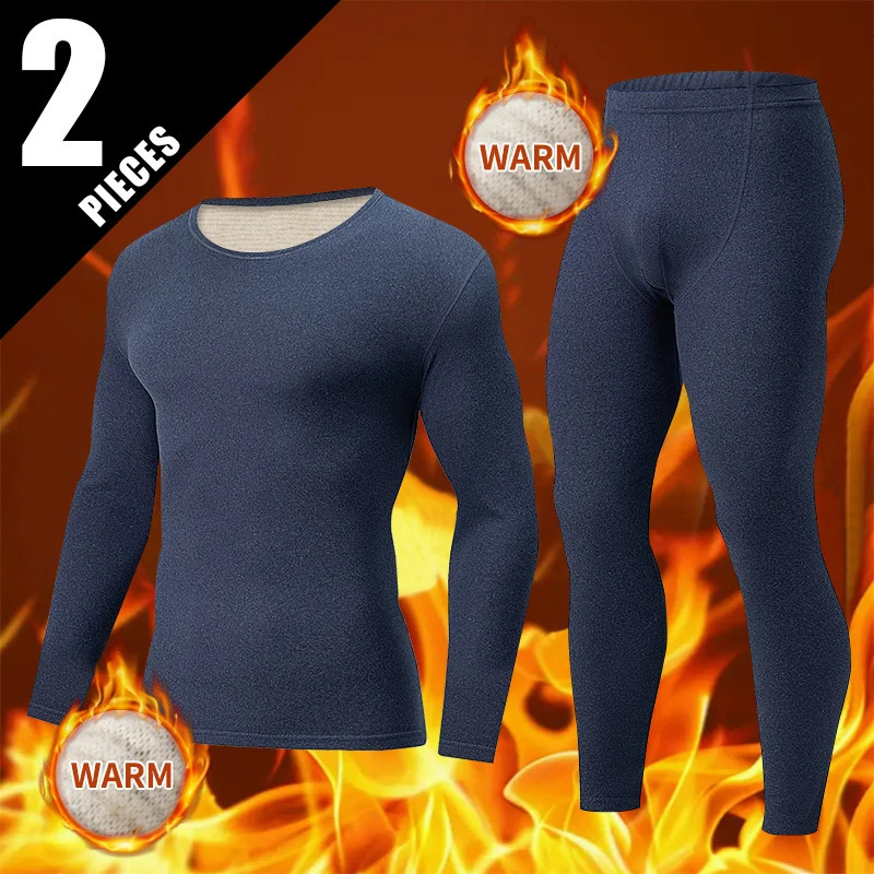 2piece AutumnWinter Mens Solid Color Thick Warm Underwear Suit Comfortable and Versatile Youth Leisure Sports Matte Base Set 251023