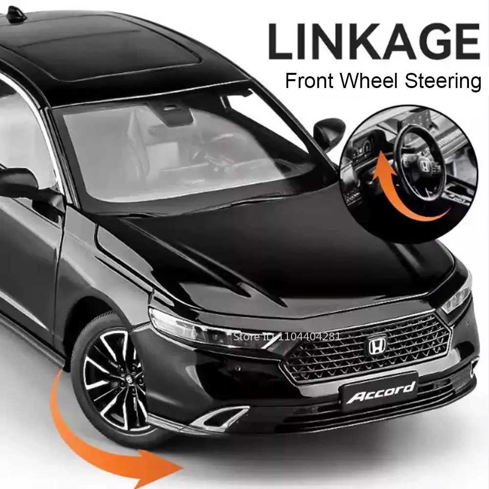 118 HONDA Accord Alloy Miniature Model Diecast Toy Door Opened Sound Light Pull Back Front Wheel Steering Classic Birthday GiftT251023