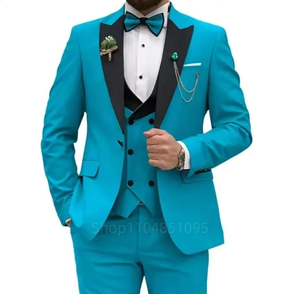 Elegant Rose Red 3Piece Mens Suit Slim Fit Double Breasted Blazer Vest And Pants Set for Wedding Groom Tuxedo Business Party 251023