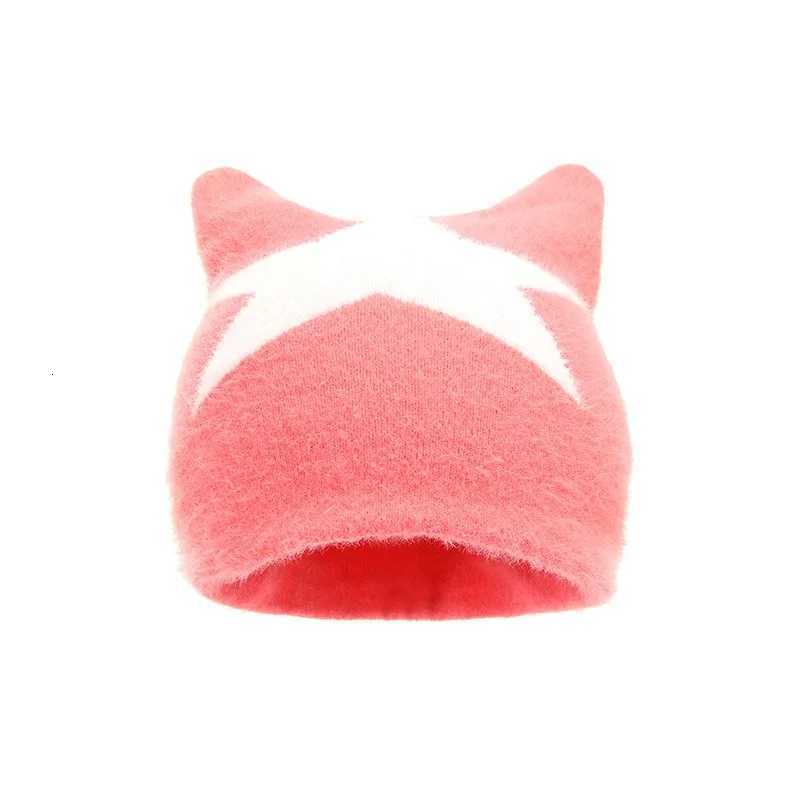 Halloween Devil Cat Ear Star Jacquard Knitted Hat Plush Warm AutumnWinter Street Y2K BeaniesXJ251023