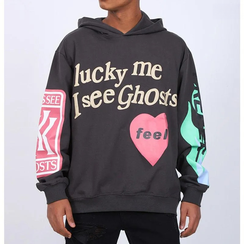 Men's Hoodies Haruku Graffiti Lucky Me I See Ghosts Letter Designer Hoodie Jacket Tracksuit Men Polo Veste Coat Winter Sweatshirts Men And Women 