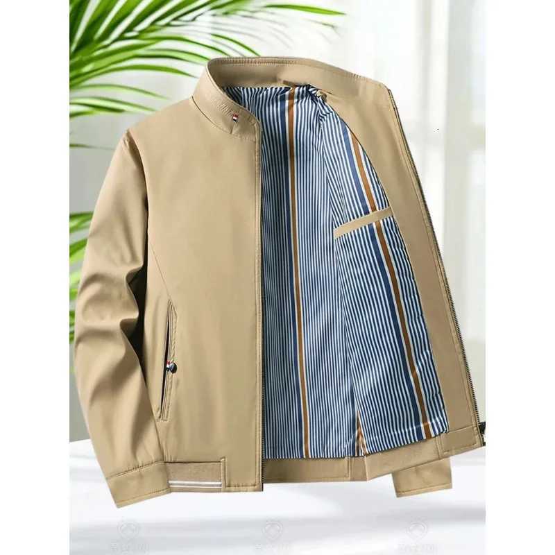 Blazer Jacket Men Casual Jacket Spring Autumn Workwear Stand Collar Zip Up Coats Men Lightweight Business Style Outerwear W251023