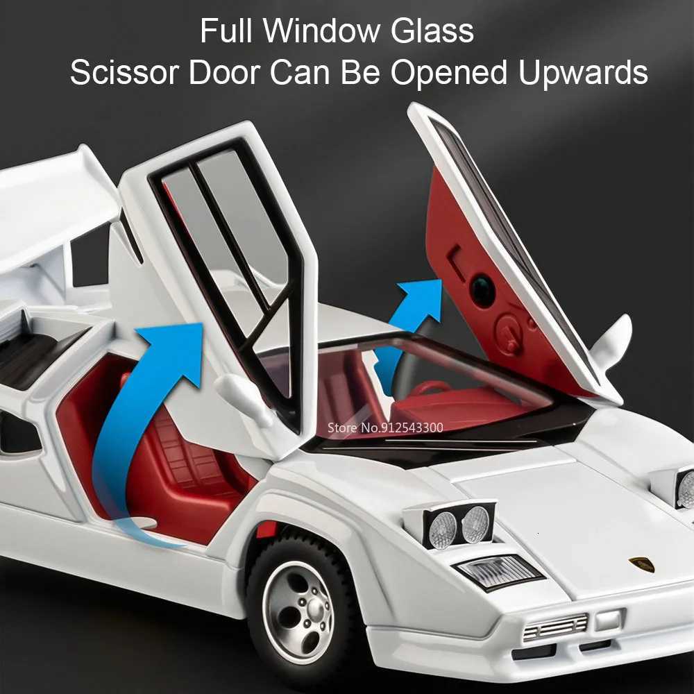 132 Scale Countach LP500S V12 Sports Car Model Toy Doors Opened Alloy Diecast Simulation Sound Light Models Gifts for ChildrenT251023