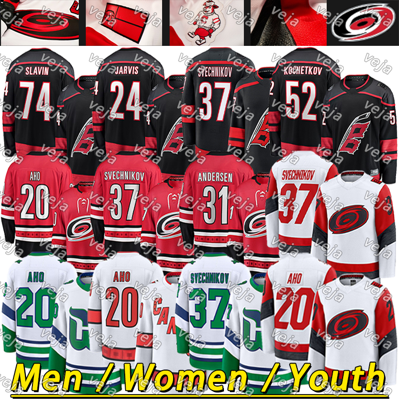 #24 Seth Jarvis Jersey Logan Stankoven Sebastian Aho Andrei Svechnikov Hurricanes Jersey Jaccob Slavin Brent Burns CaroIlina Hockey Jerseys