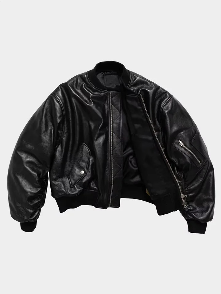 Mauroicardi Autumn Cool Handsome Black Thickened Warm Pu Leather Bomber Jacket Men Zipper y ner American Clothes 251023