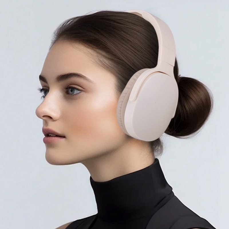 White Over-Ear Wireless Headphones with Sleek Design, Deep Bass, Fold-able