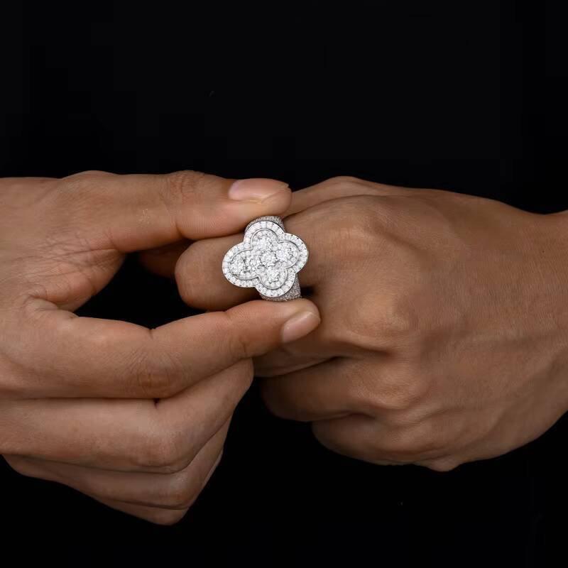 Hip Hop 925 Silver Moissanite Fine Jewelry Iced Bling Cross Ring for Men Women Valentines Day Prayer Gift Rings