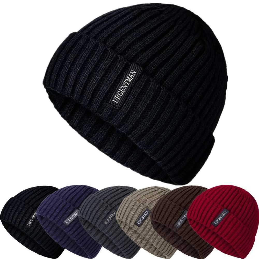 Hot Sa URGENTMAN Brand Unisex Warm Winter Hats Stylish Plush Fur Li Beanie Hat Thick Knitted Hats For Men Wen CasualW251023
