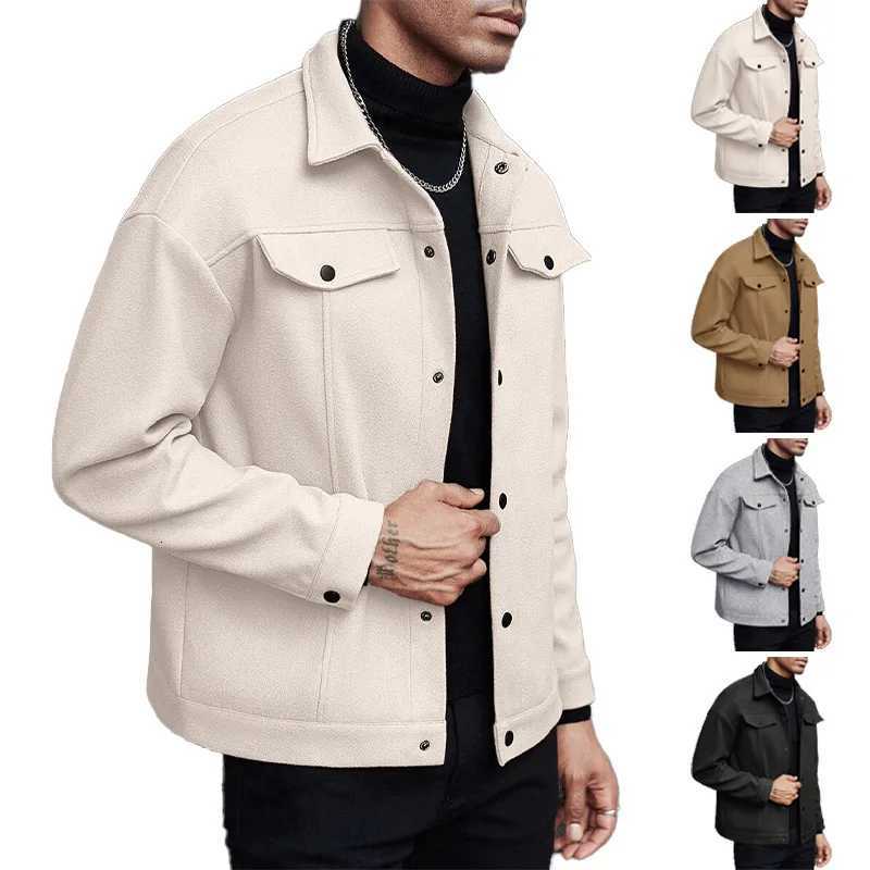 2025 autumn and winter new style turtleneck woolen jacket mens casual sports business jacket pure color classic version W251023
